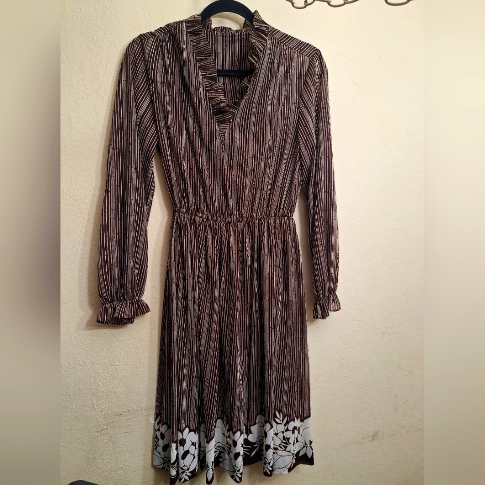 Boho mod floral/striped print dress